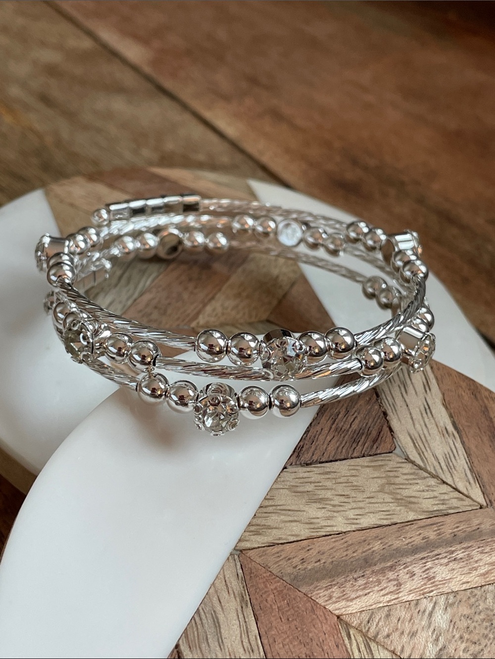 Silver Beaded Multi-Strand Women’s Bracelet
